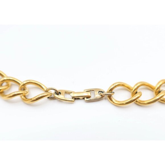 NAPIER Vintage Red Enamel Gold Tone Chain Pendant Necklace Chunky Swirl Knot 23" - Picture 9 of 12